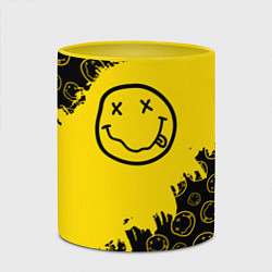 Кружка 3D Nirvana Smile Нирвана Рваный Паттерн, цвет: 3D-белый + желтый — фото 2