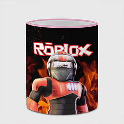 Кружка 3D ROBLOX FIRE РОБЛОКС ОГОНЬ ПОЖАРНЫЙ, цвет: 3D-розовый кант — фото 2