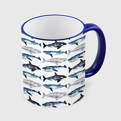 Кружка 3D Принт с китами, цвет: 3D-синий кант