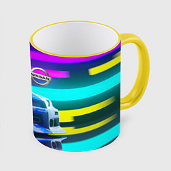 Кружка 3D NISSAN GT-R SKYLINE, цвет: 3D-желтый кант