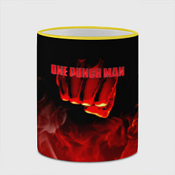 Кружка 3D Кулак One Punch-Man в огне, цвет: 3D-желтый кант — фото 2