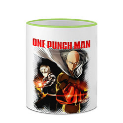 Кружка 3D Сайтама и Генос One Punch-Man, цвет: 3D-светло-зеленый кант — фото 2