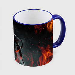 Кружка 3D TES SKYRIM DOVAHKIN FLAME ДРАКОНОРОЖДЕННЫЙ, цвет: 3D-синий кант