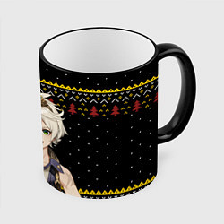 Кружка 3D БЕННЕТ НОВОГОДНИЙ, цвет: 3D-черный кант