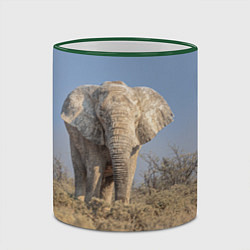 Кружка 3D Африканский белый слон, цвет: 3D-зеленый кант — фото 2