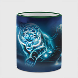 Кружка 3D Молниеносный тигр, цвет: 3D-зеленый кант — фото 2