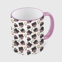 Кружка 3D Стаффордширский Бультерьер Bull-Terrier, цвет: 3D-розовый кант
