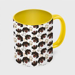 Кружка 3D Такса Dachshund Dog, цвет: 3D-белый + желтый