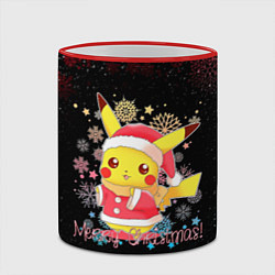 Кружка 3D MERRY CHRISTMAS ПИКАЧУ 2022 ПОКЕМОНЫ, цвет: 3D-красный кант — фото 2