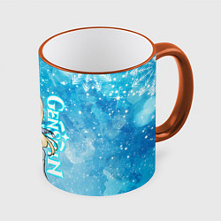 Кружка 3D GENSHIN IMPACT НОВОГОДНИЙ, ЛЮМИН, цвет: 3D-оранжевый кант