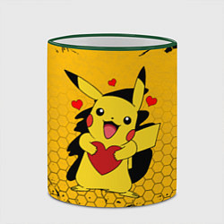 Кружка 3D ПОКЕМОНЫ, ПИКАЧУ ДЕРЖИТ СЕРДЦЕ, цвет: 3D-зеленый кант — фото 2