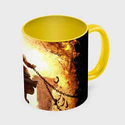 Кружка 3D GOD OF WAR КРАТОС В ЦЕПЯХ, цвет: 3D-белый + желтый