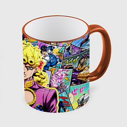 Кружка 3D JoJos Bizarre Adventure - Джорно Джованна, цвет: 3D-оранжевый кант