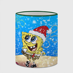 Кружка 3D НОВОГОДНИЙ ГУБКА БОБ КВАДРАТНЫЕ ШТАНЫ, цвет: 3D-зеленый кант — фото 2