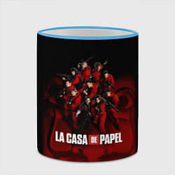 Кружка 3D ГЕРОИ СЕРИАЛА БУМАЖНЫЙ ДОМ - LA CASA DE PAPEL, цвет: 3D-небесно-голубой кант — фото 2