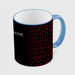 Кружка 3D GOD OF WAR LOGO, РУНЫ, цвет: 3D-небесно-голубой кант