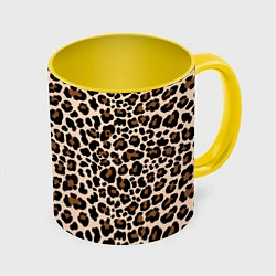 Кружка 3D Леопардовые Пятна, цвет: 3D-белый + желтый