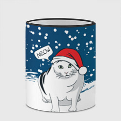 Кружка 3D НОВОГОДНИЙ КОТ БЕНДЕР МЕМ, цвет: 3D-черный кант — фото 2
