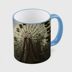 Кружка 3D СТАЛКЕР 2 КОЛЕСО ОБОЗРЕНИЯ, цвет: 3D-небесно-голубой кант