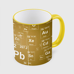 Кружка 3D Pb - таблица Менделеева, цвет: 3D-желтый кант