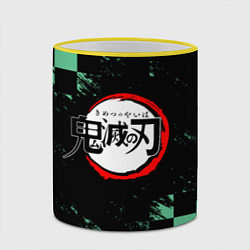 Кружка 3D ТАНДЖИРО, KIMETSU NO YAIBA LOGO, цвет: 3D-желтый кант — фото 2