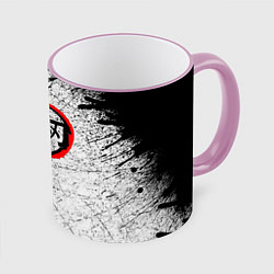 Кружка 3D Клинок рассекающий демонов гранж, цвет: 3D-розовый кант