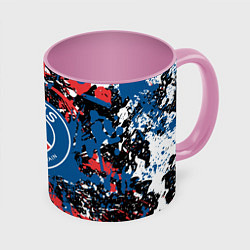 Кружка 3D PSG БРЫЗГИ КРАСОК СПОРТ, цвет: 3D-белый + розовый