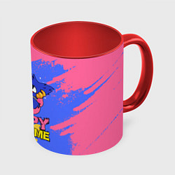 Кружка 3D Huggy Wuggy and Kissy Missy Poppy Playtime, цвет: 3D-белый + красный