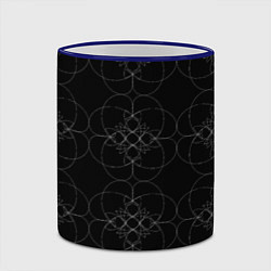 Кружка 3D Цветочный орнамент белый на черном, цвет: 3D-синий кант — фото 2