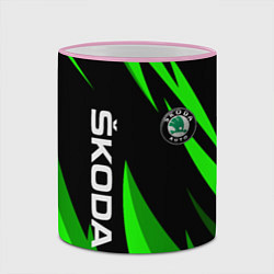 Кружка 3D SKODA Логотип Узор, цвет: 3D-розовый кант — фото 2