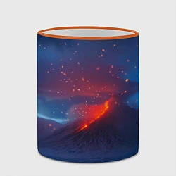 Кружка 3D Извержение вулкана ночью, цвет: 3D-оранжевый кант — фото 2