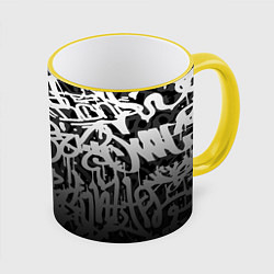 Кружка 3D GRAFFITI WHITE TAGS ГРАФФИТИ, цвет: 3D-желтый кант