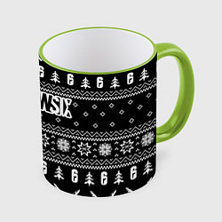 Кружка 3D ЧЁРНЫЙ СВИТЕР RAINBOW SIX SIEGE НОВОГОДНИЙ 2022, цвет: 3D-светло-зеленый кант