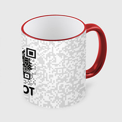 Кружка 3D QR код котик, цвет: 3D-красный кант