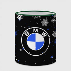 Кружка 3D НОВОГОДНИЙ БМВ НОВЫЙ ГОД BMW, цвет: 3D-зеленый кант — фото 2