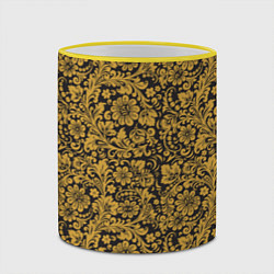 Кружка 3D Золотые Цветы хохлома, цвет: 3D-желтый кант — фото 2