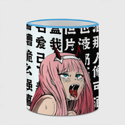 Кружка 3D AHEGAO ZERO TWO Зеро ту ахегао, цвет: 3D-небесно-голубой кант — фото 2