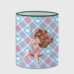 Кружка 3D Девочка на тарзанке, цвет: 3D-зеленый кант — фото 2