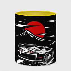 Кружка 3D TOYOTA SUPRA Под Луной, цвет: 3D-белый + желтый — фото 2