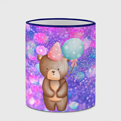 Кружка 3D День Рождения - Медвежонок с шариками, цвет: 3D-синий кант — фото 2