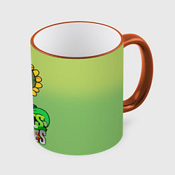 Кружка 3D Plants vs Zombies зомби-подсолнух, цвет: 3D-оранжевый кант