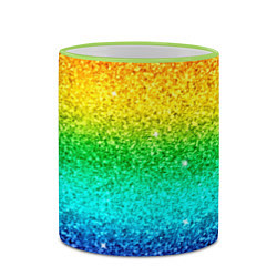 Кружка 3D Блестки радуга, цвет: 3D-светло-зеленый кант — фото 2