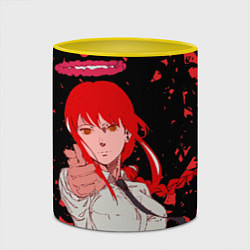 Кружка 3D Макима Стреляет BANG Человек бензопила, цвет: 3D-белый + желтый — фото 2