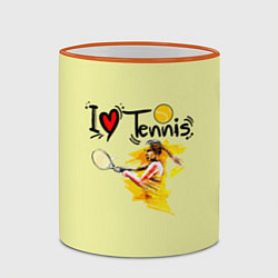 Кружка 3D Я Люблю Tennis, цвет: 3D-оранжевый кант — фото 2