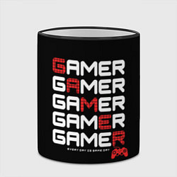 Кружка 3D GAMER - GAMER - GAMER, цвет: 3D-черный кант — фото 2