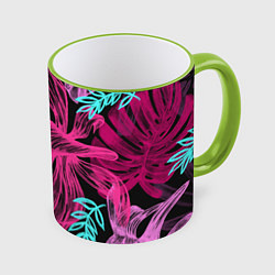 Кружка 3D Папоротниковый неон, цвет: 3D-светло-зеленый кант
