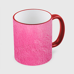 Кружка 3D Облачко на розовом мехе с радугой парная, цвет: 3D-красный кант