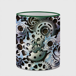 Кружка 3D Стимпанк шестеренки Steampunk, цвет: 3D-зеленый кант — фото 2