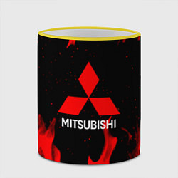 Кружка 3D Mitsubishi Red Fire, цвет: 3D-желтый кант — фото 2
