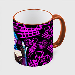 Кружка 3D JINX ДЖИНКС NEON PATTERN, цвет: 3D-оранжевый кант